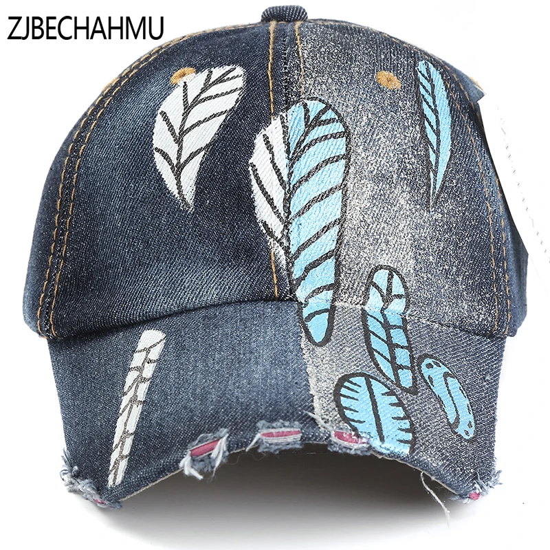 

ZJBECHAHMU Hats Spring Casual Denim Animal Adjustable Baseball Caps for Men Women Hip Hop Caps Snapback Hat Apparel Accessor