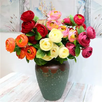

20Pcs Fake Single Stem Camellia (5 heads/piece) 22" Length Simulation Tea Rose for Wedding Home Decorative Artificial Flowers