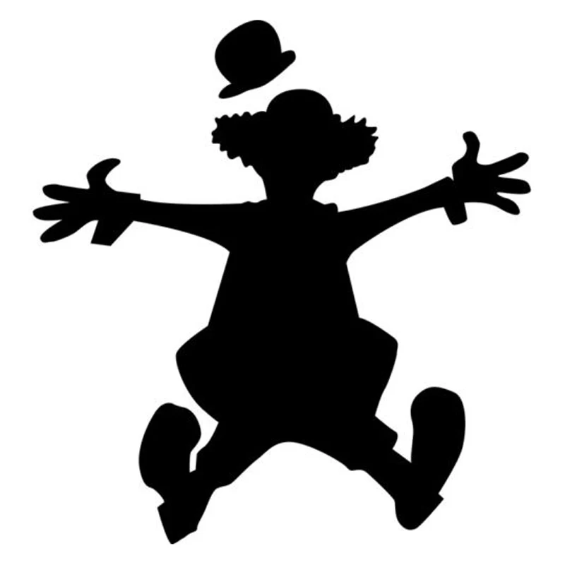 

17cm*17.9cm Jumping Clown Funny Circus Fashion Car Sticker Car-Styling Black/Silver S3-7070
