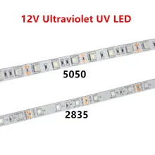 УФ светодиодные ленты 395-405nm Ультрафиолетовый 2835/3528 5050 SMD 60led/m гибкая лента ленты лампы 12V для DJ флуоресцентный Вечерние