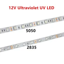 Tira de luces led UV 395-405nm ultravioleta 2835/3528 SMD 5050 60led/m, cinta Flexible de 12V para DJ, fiesta fluorescente