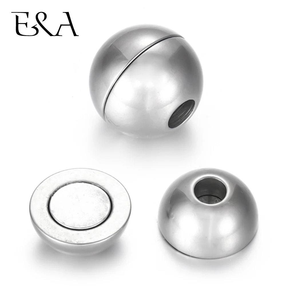 

Stainless Steel Magnetic Clasp Round Ball Hole 4mm Leather Cord Clasps Bracelet Magnet Buckle DIY Jewelry Making Parts Supplies
