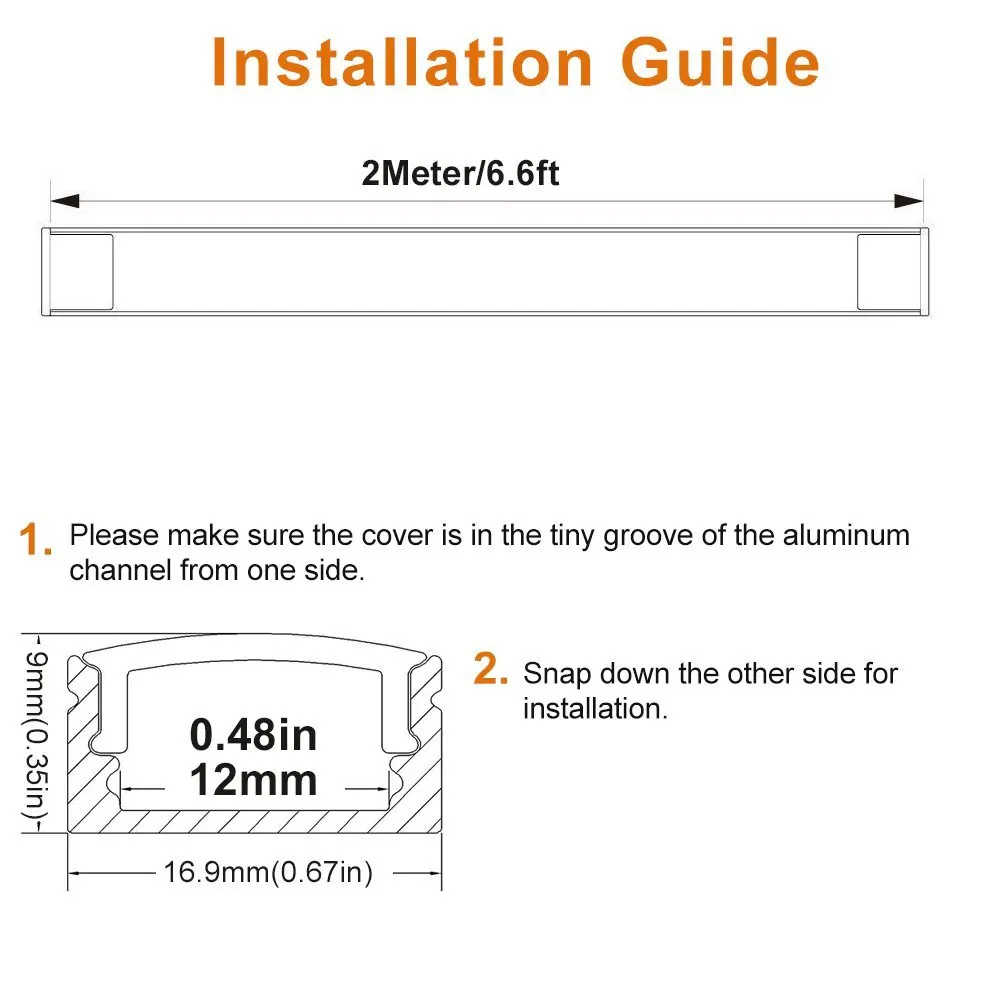 5 шт. 3,3 фута/1 м U02 12 мм светодиодный алюминиевый профиль комплект с молочной крышкой, торцевые колпачки и зажимы для светодиодной полосы света Installation-U02