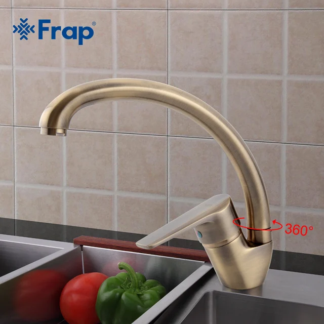 Special Offers Frap Antique Style Bronze Finish Solid Brass Swivel Spout Kitchen Faucet Single Handle Mixer Tap Deck Mounted F4130-4