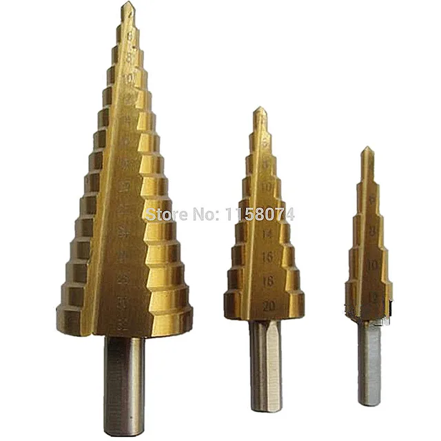 3 x step cone drill bit hole cutter bits 4 12mm 4 20mm 4 32mm hss sheet metal drill bit