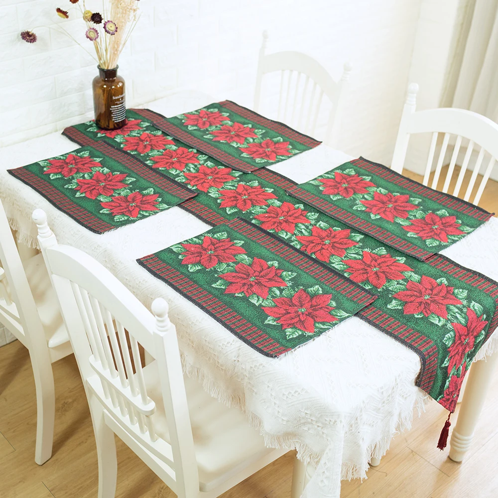 33x180cm Christmas Table Runner Mat Tablecloth Christmas Flag Home