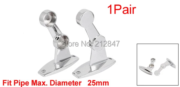 25mm Dia Ceiling Wall Mount Double Towel  Rod Bar Rack Bracket 1Pair