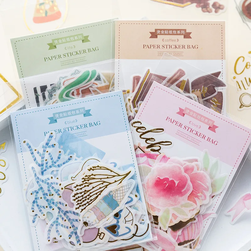 

Mohamm Golden Life Coffee Love Blue Cute Sticker Scrapbooking Paper Craft Diy Journal Diary Flakes Stationery Supplies