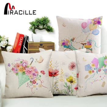 

Miracille Color Floral Heart Butterfly Pattern Cushion Covers Spring Lovely Pillow Case for Party Home Decoration Kid Favorite