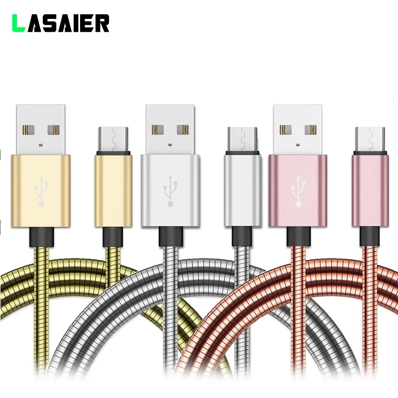 

LASaiER Stainless Steel Metal 2A Micro USB Fast Charging Data Sync Cable for Samsung S6 S7 Charging Cable Data Sync Braided Lead