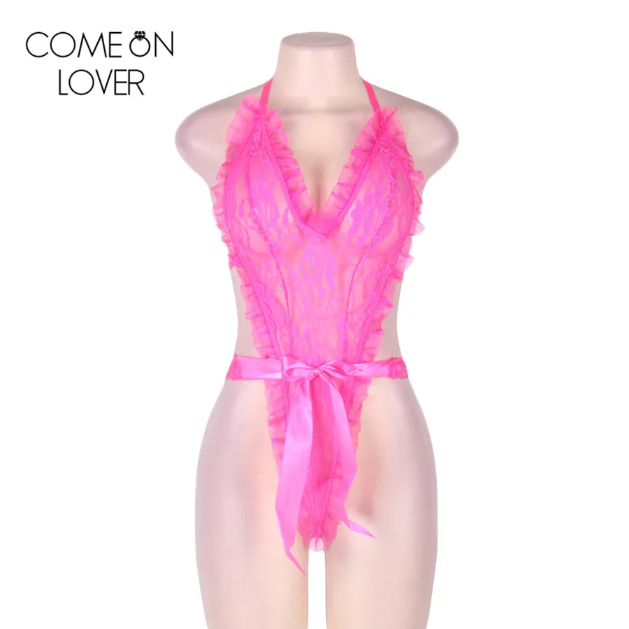 Ночная одежда Comeonlover Тедди + фиксаторы на запястье боди с открытой спиной и