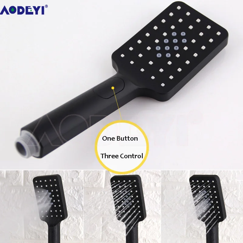 Brass Shower System, Wall Mounted 8/10/12 Square Shower Fixture with Valve and 3 Way Handheld Head, Matte Black, 16-032BS