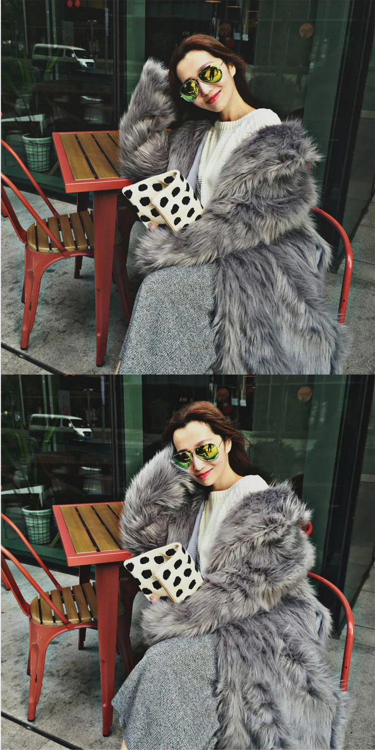 Clobee Winter Women's Faux Fur Coat Artificial Fur Overcoat Furry Jacket Femme Plus Size Warm Fake Fur Outwear Q922