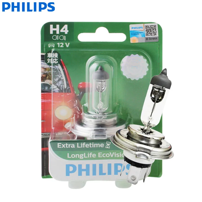 Philips LongLife Eco Vision H1 H4 H7 9003 12V LLECOB1 автомобильный галогенный головной светильник OEM Лампа Авто HL луч противотуманный светильник(один