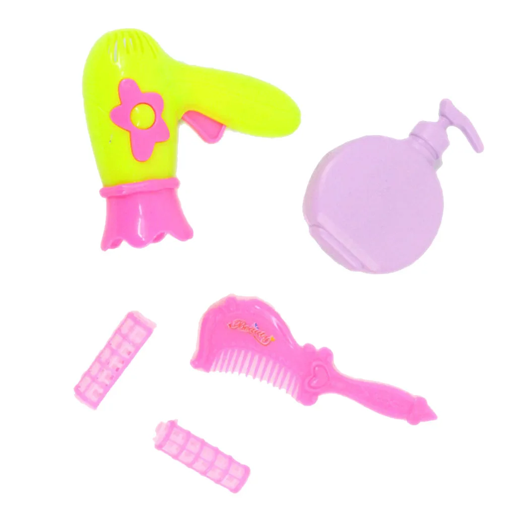 Beauty Comb Hair Dryer Roller Curler Lotion Bottle Sets Dollhouse Miniature Bathroom Accessories for   Doll