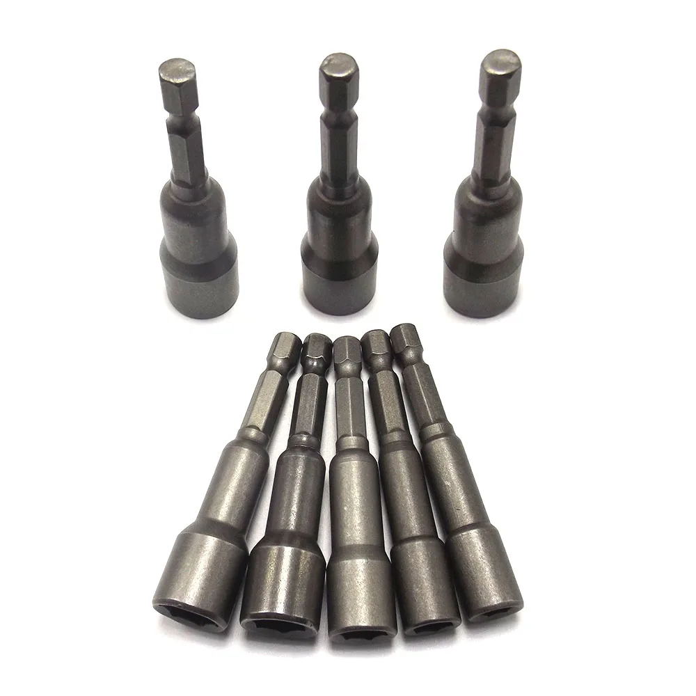 8pcs 6-13mm Magnetic Hex Socket Nut Setters Driver Bits 65mm Length Electric Screwdriver Socket Nut Driver Set Socket Adapter