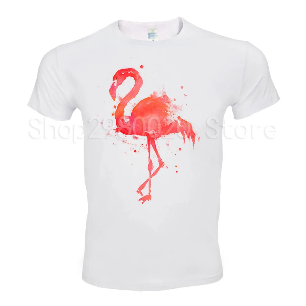 

New Arrivals 2018 Men's Summer Beautiful flamingo Printed T Shirt Cool Tops High Quality Casual Short Sleeve Tee