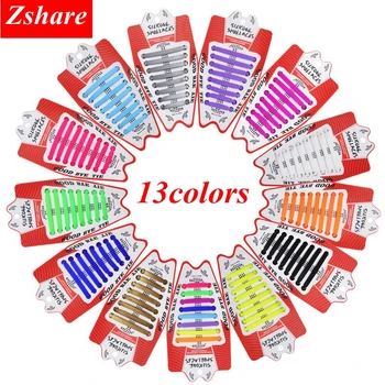

16Pcs/Set Fashion No Tie Shoelaces Unisex Elastic Silicone Shoelaces Rubber Shoelace For All Sneakers