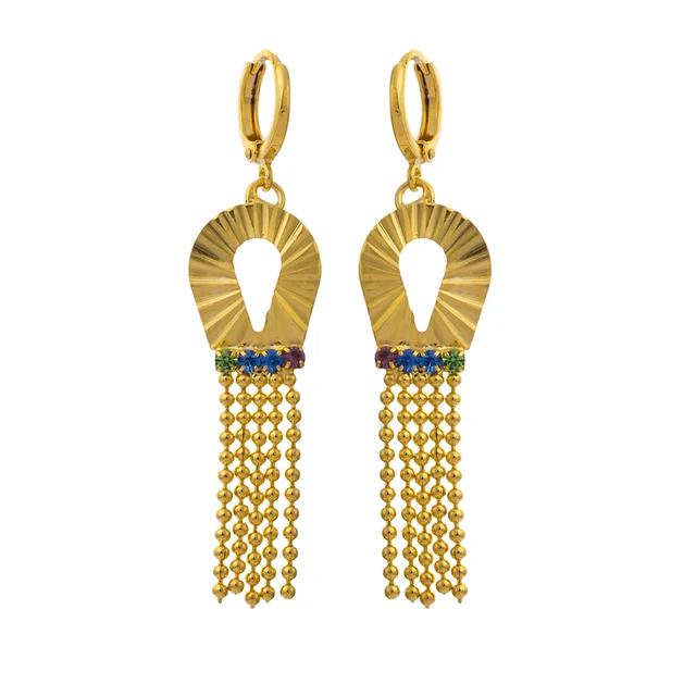 Geometric Engraved Small Beads Tel Multicolor Cz Leverback Hoop Geometric Engraved Small Beads Tel Multicolor Cz Leverback Hoop Earrings Gold Color Womens Elegant Clic Vintage