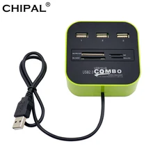 CHIPAL 3 порта usb-хаб кард-ридер мульти USB разветвитель комбинированная Поддержка Micro TF SD M2 MS SDHC MMC карта usb-хаб 2,0 для портативных ПК