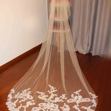 3 метра двухслойная кружевная тюль Длинная фата невесты 2 T белая свадебная вуаль цвета слоновой кости с расческой свадебная фата
