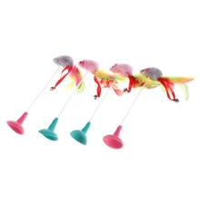 Красочный Кот игрушка для домашних животных искусственная мышь с присоской чашки забавные игральные кольца живой инструмент