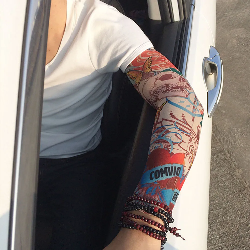 Гетры для рук, для езды на велосипеде, нейлоновые эластичные временные тату-рукава, дизайнерские чулки для тела, для рук, тату, прохладные, быстросохнущие, с защитой от ультрафиолета, гетры