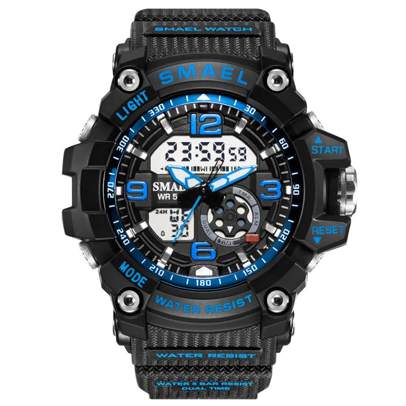 SMAEL женские спортивные цифровые часы электронные кварцевые двухъядерный Дисплей светодиодный водонепроницаемый часы повседневные студенческие наручные часы девушка часы - Цвет: Black Blue