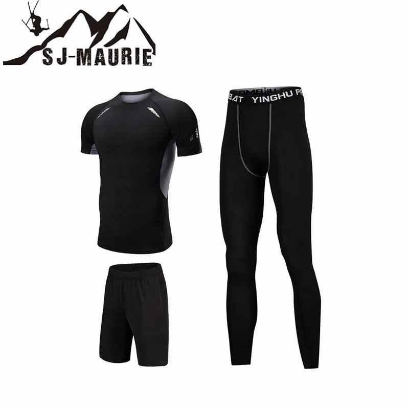 

1 Set/3Pcs Quick-drying Running Training Sports Pants Set Compression Tracksuit Training Fitness Suit Sports Wear for Men S-4XL