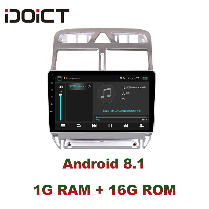 Skup IDOICT Android 8.1 2.5D samochodowy odtwarzacz dvd odtwarzacz nawigacja multimedialna gps dla peugeot 307 307CC 307SW Radio 2002 2013 samochodowe stereo