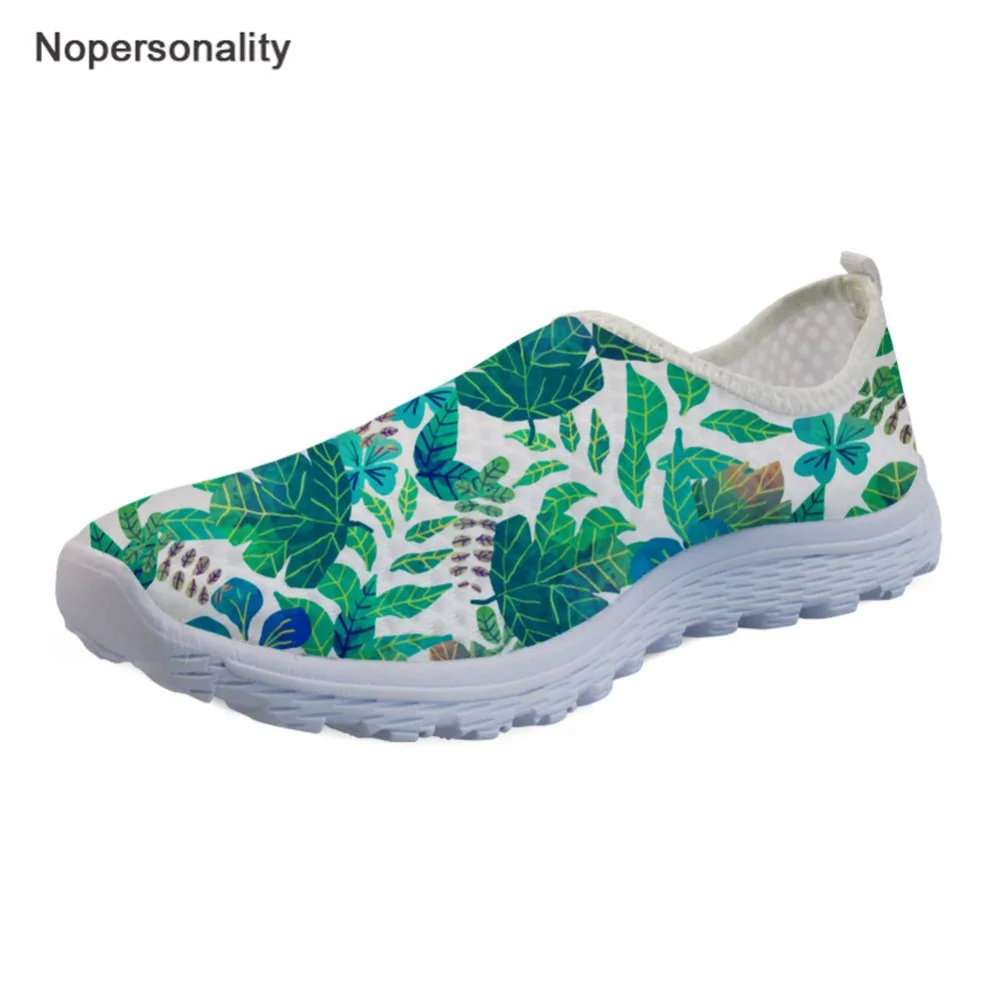 

Nopersonality Hawaiian Style Beach Summer Mesh Loafers Flowers Print Women Breathable Sneakers Flats Slip-on Casual Lady Shoes