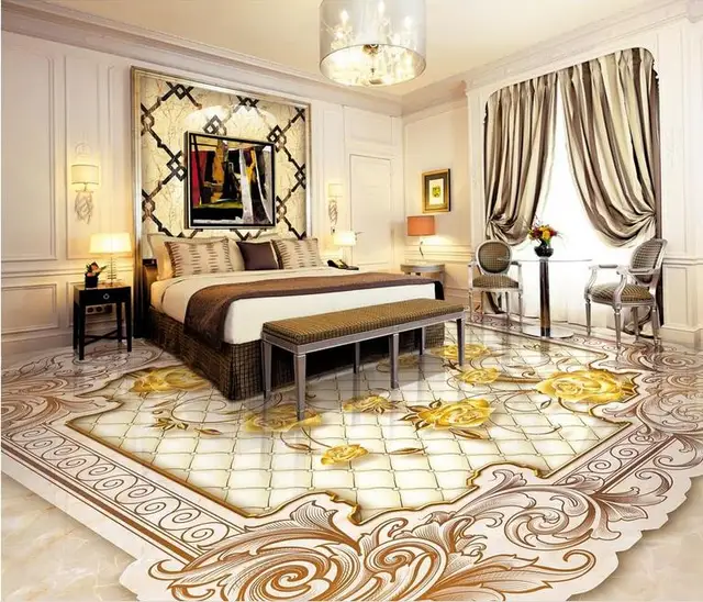 Europeo di lusso 3d pavimenti in 3d stereoscopico wallpaper rose per ... Pavimenti di lusso