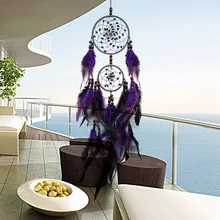 Circular Dream Catcher Pendant Crafts Accessories DIY Traditional Gift 63cm Ornament Handmade Feather Beads Home