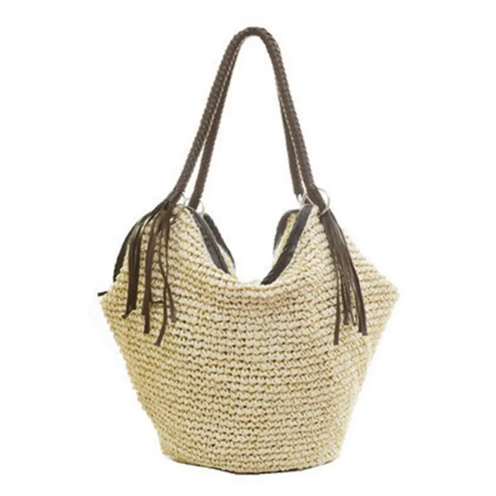 Bolsos De Paja Bohemio De Paja Grande, Estilo Étnico Bolso Bandolera
