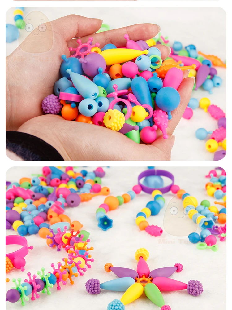 Toys For Girls 300pcs Pop Beads Toys Snap Together Jewelry Fashion Kit DIY Educational Kid's Toy Craft Gifts