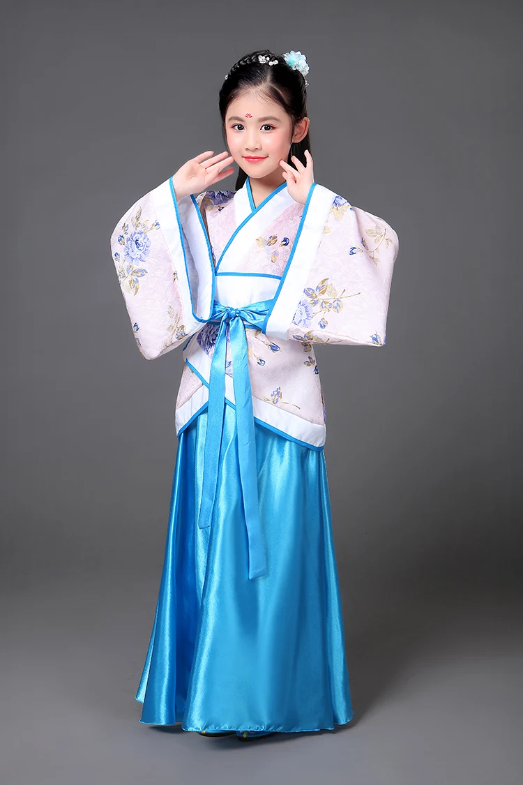 Hanfu традиционный танцевальный костюм для девочек Древняя китайская одежда дети сценическое платье одежда для выступлений карнавальный