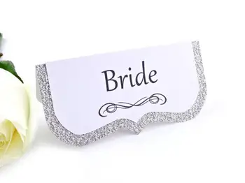 

50 Pcs Table Name Place Cards Blank Place Cards Glitter Gold Silver Table Number Card Wedding / Birthday /Event Party Decoration