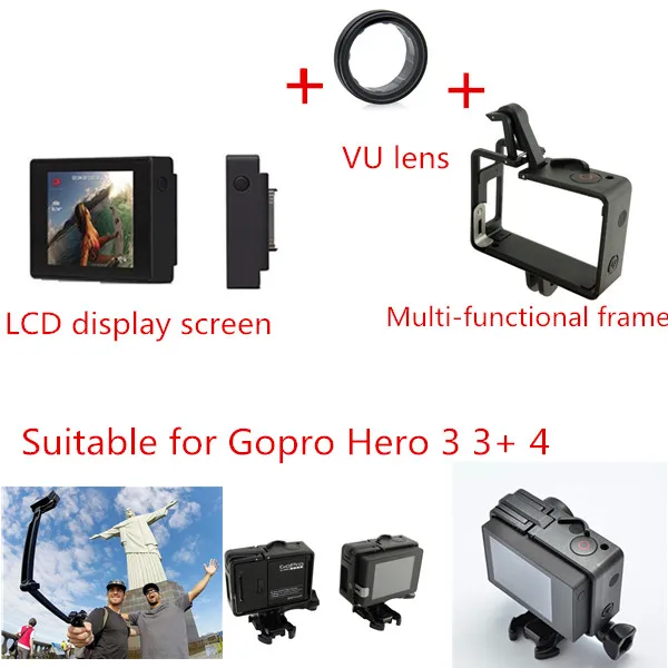 

Suptig LCD Display Screen Mounting With Multi-Function LCD Frame Mount Protective lens UV For Gopro Hero3 3+ 4 Camera