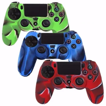 

Gen Game Anti-slip Silicone Rubber Cover Skin Case for Sony PlaySation Dualshock 4 PS4 Pro Slim Controller with 2 Grip