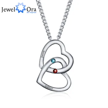 

Personalized Pendants Necklaces Birthstone Merging Hearts 925 Sterling Silver Necklaces & Pendants (JewelOra NE101235)
