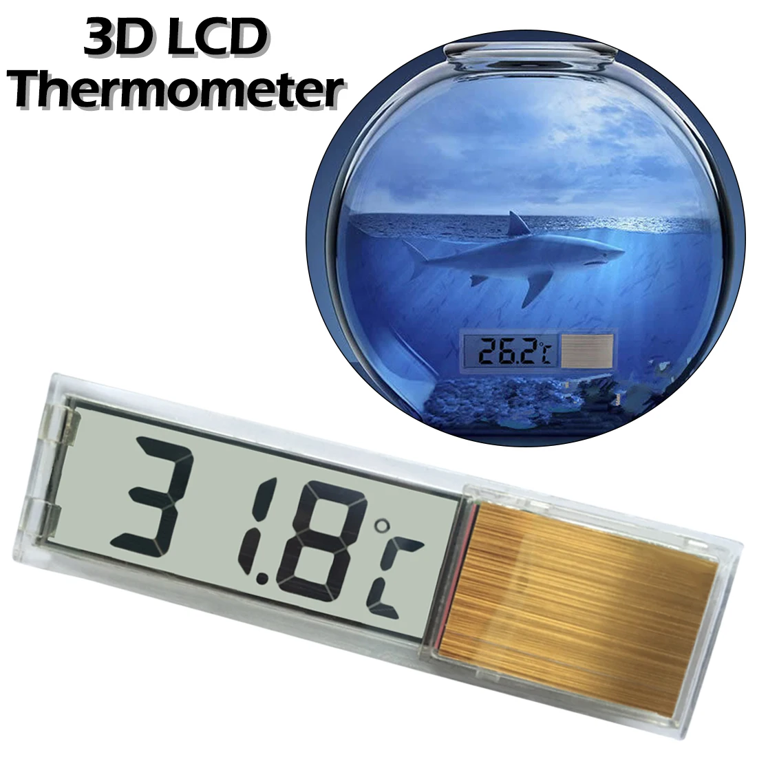 Аквариумный термометр, Многофункциональный ЖК-дисплей, 3D цифровой электронный измеритель температуры, измеритель температуры для аквариума