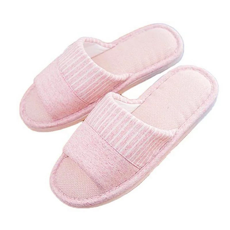 

OEAK Home Slippers 2019 New Open Toe Indoor Floor Printing Linen slipp Non-Slippers Comfortable women House Shoes
