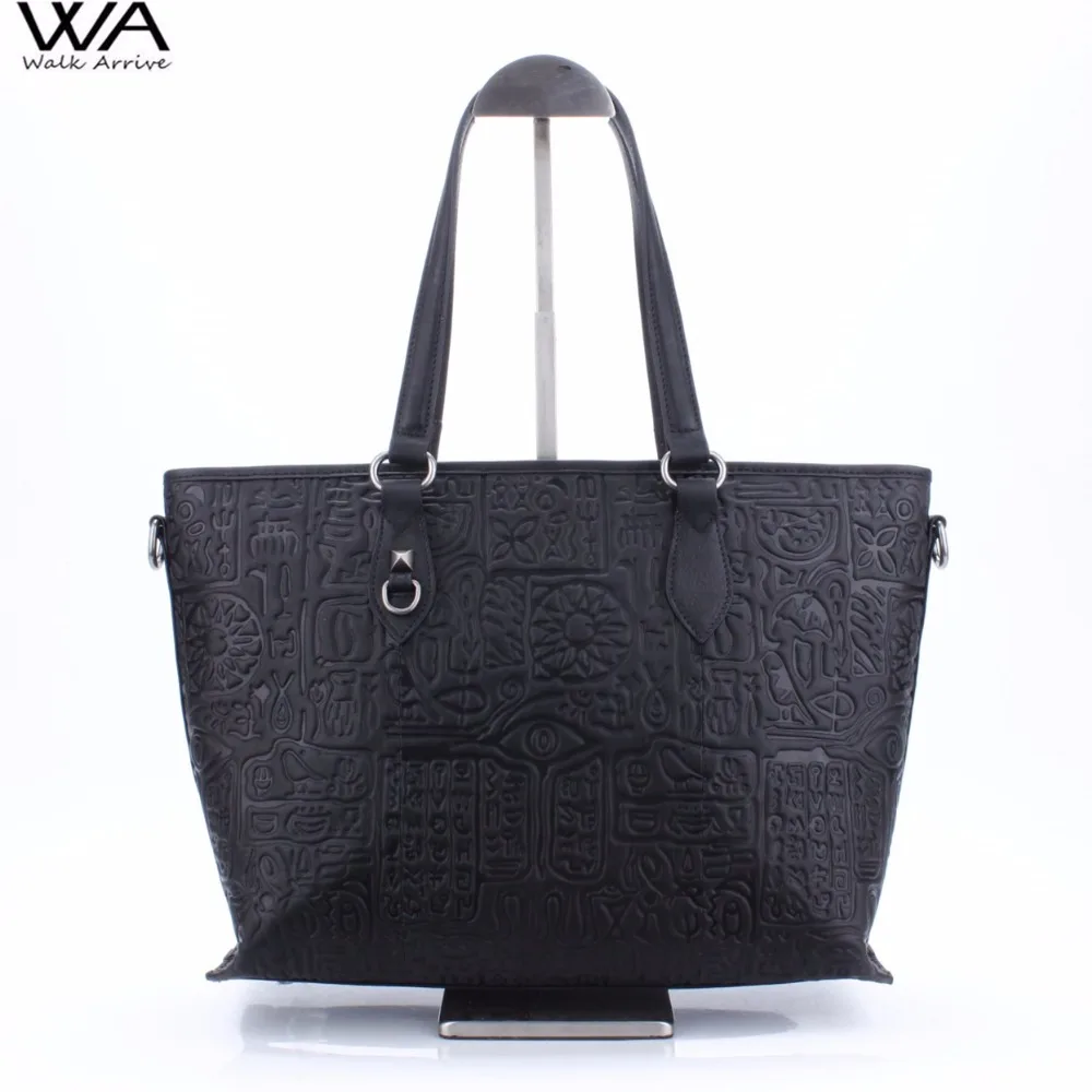 

Walk Arrive Genuine Leather Women Handbag Shoulder Bag Brand Design Oracle Embossed Leather Tote Bag Fashion Purse