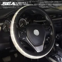 Блестящие стразы чехол рулевого колеса автомобиля из искусственной кожи чехлы со стразами автомобильные аксессуары для интерьера для женщин и девушек