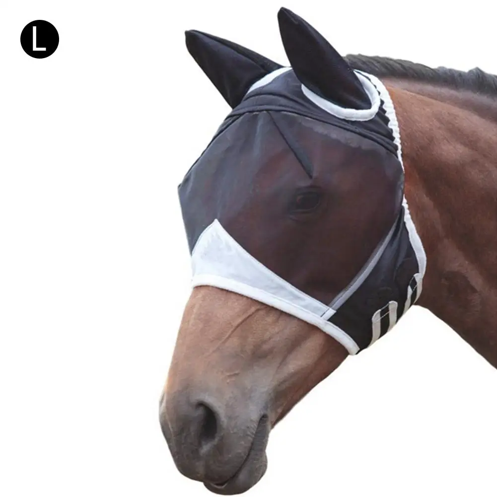 Horse Fly Mask Comfortable Breathable Horse Mask With Ear Anti Mosquito Horse Mask Dropshipping - Цвет: D