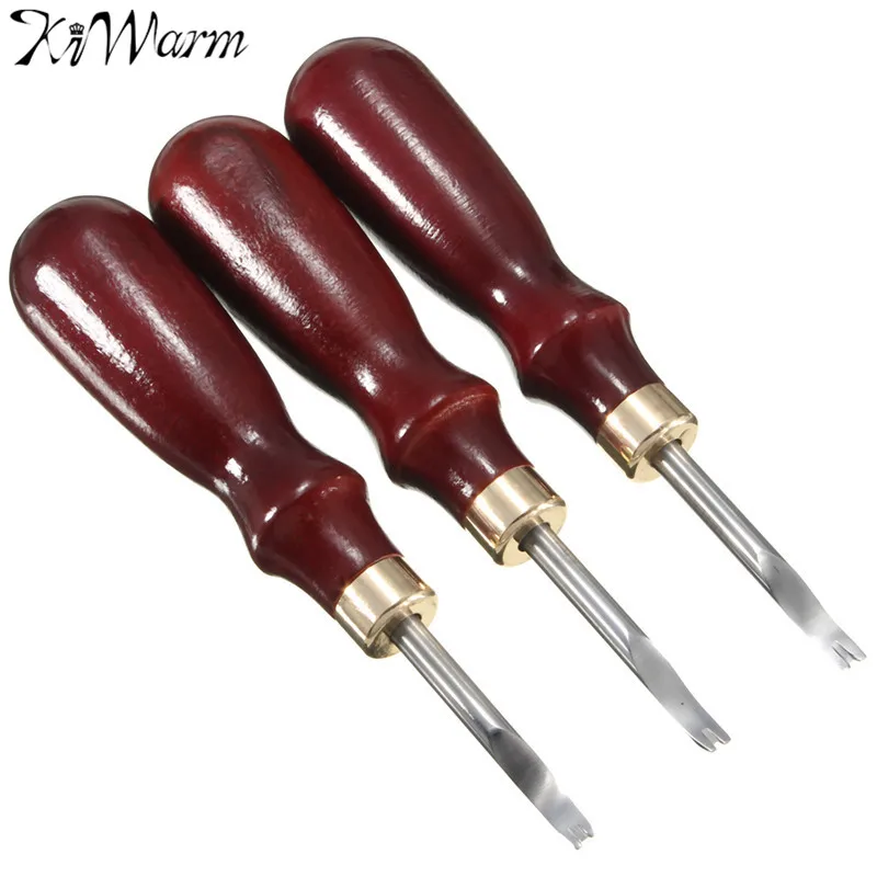 

KiWarm Hot sale DIY Leather Craft Edge Skiving Beveling Skiving Cutting Tool with Wood Handle Sewing Tools 1.0mm/1.2mm/1.5mm