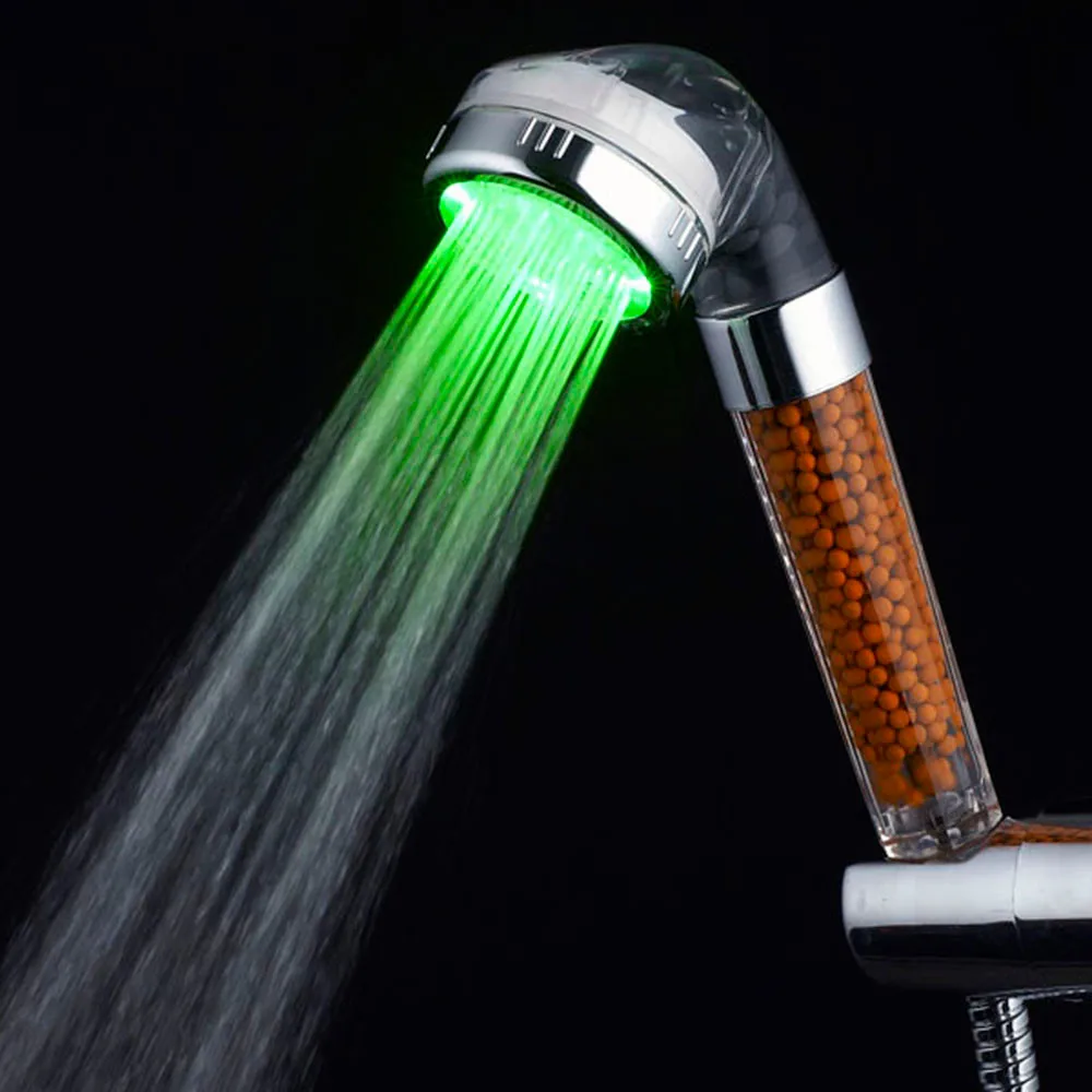 

Bathroom shower head ABS RGB 7 colorful LED lights water bath bathroom filter shower L626