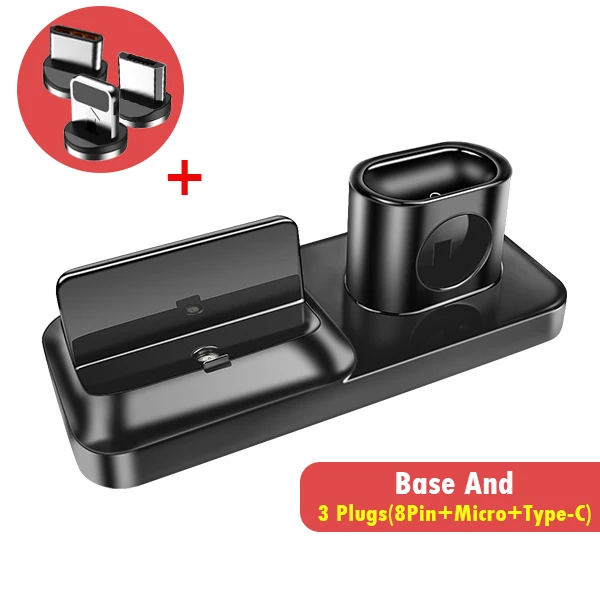 !ACCEZZ Phone Holder Stand Magnetic Charging For iphone X XS MAX XR 8 For AirPods Apple Watch 4 Charger For Android Phone Charge 1Micro 1Type-C 1IOS