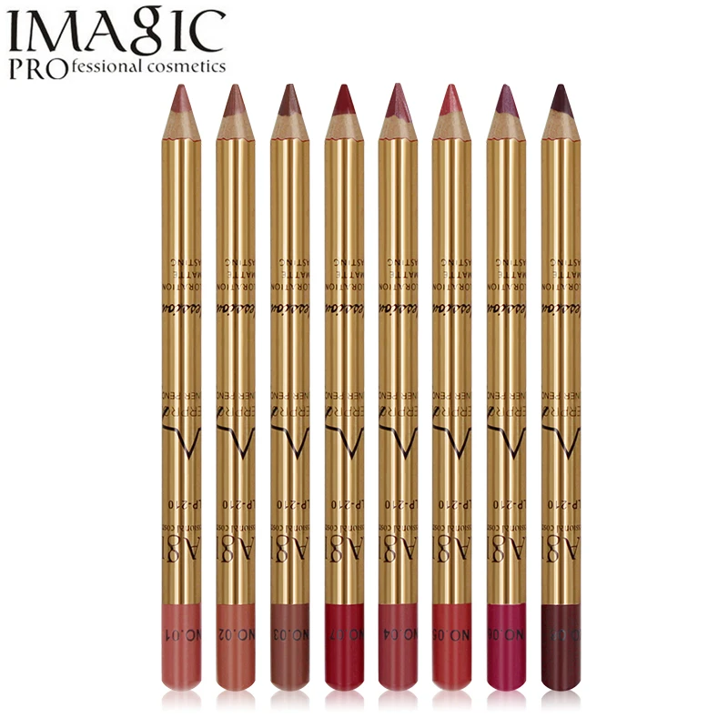 

1PC Imagic Brand New 8 Color Lips Makeup Matte Lipliner Pen Waterproof Lip Liner Pencil Rouge Red Batom Lipstick Long-lasting