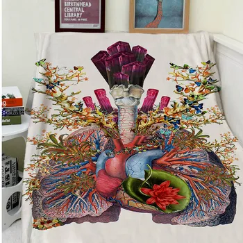 

Blanket Comfort Warmth Soft Plush Easy Care Machine Wash Abstract art heart and lung organs colorful Sofa Bed Throw Kid Adult